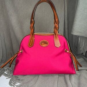 Dooney & Bourke Hot Pink Canvas Satchel – Leather Trim